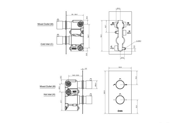 BubbleSpa® Thermostatic Concealed Mixer Shower Set – Wall Arm