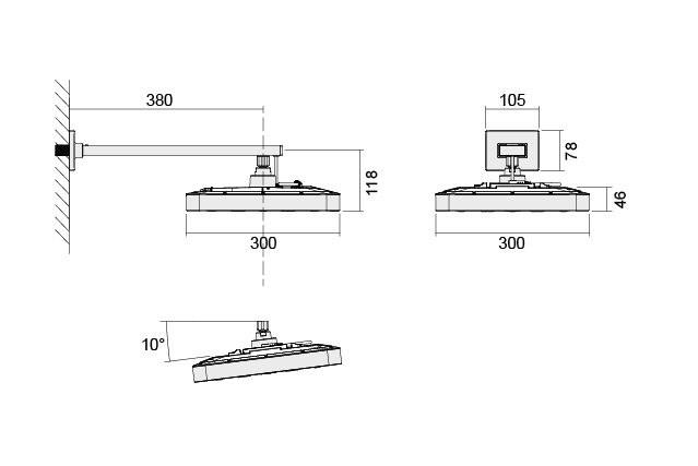 BubbleSpa® Overhead Shower - Wall Arm